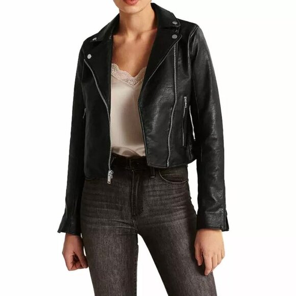 Abercrombie & Fitch Jackets & Blazers - ABERCROMBIE & FITCH Women's Faux Leather Moto Jacket Size S In Black